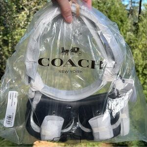 COACH Ashton Baguette Bag CY658 Signature Canvas w Shearling AUTHENTIC New!